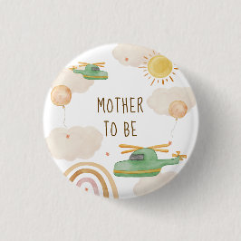 Boho Adventure Helicopter Mother To Be Baby Shower Button