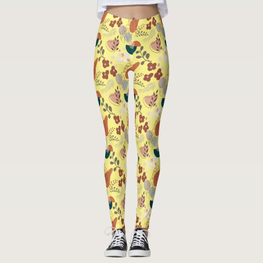 BOHO Aesthetic Pattern A10 L Yellow BG Leggings (Vorderseite)