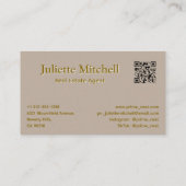 Boho Aesthetic Real Estate Agent Business Card Visitenkarte (Rückseite)