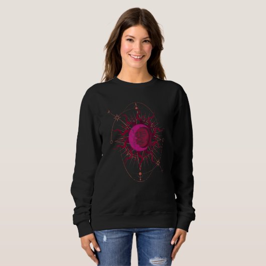 Boho Aesthetic Sun Moon Celestial Bodies Astrology Sweatshirt (Vorne ganz)