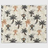 Boho-Affen-Dschungel-Safari-Muster Geschenkpapier (Flach)