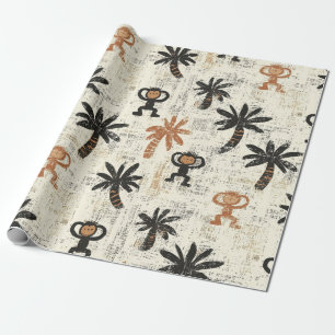 Boho-Affen-Dschungel-Safari-Muster Geschenkpapier