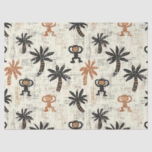 Boho-Affen-Dschungel-Safari-Muster Seidenpapier (Vorderseite)