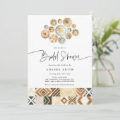 Boho African Tiles Basket Safari Brautparty Einladung (Stehend Vorderseite)
