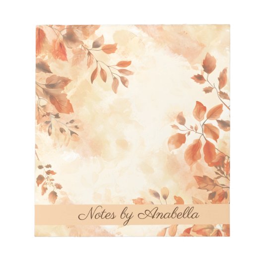 Boho Ahornorange Herbst Blätter Brauch Notizblock (Vorderseite)