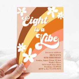 Boho Aight ist ein Vibe Retro Daisies Rainbow Einladung