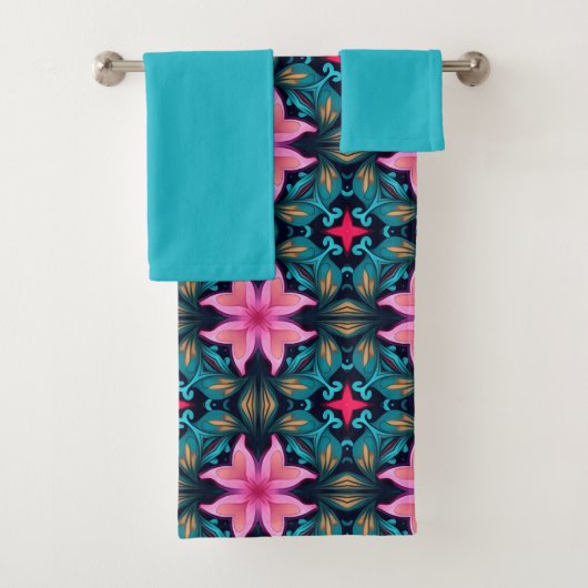 Boho Aliette 3 Blue Pink Badhandtuch Set (Insitu)