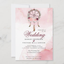 Boho All in One Wedding Pink Maroon Dream Catcher Einladung