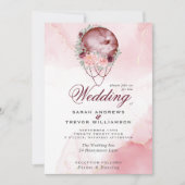 Boho All in One Wedding Pink Maroon Moon Einladung (Vorderseite)