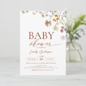 Boho All in One Wildblume QR Code Kinderdusche Einladung (Stehend Vorderseite)