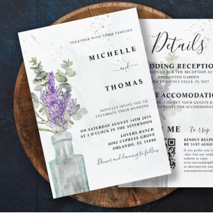 Boho alle in einem Eukalyptus und Lavender Wedding Einladung