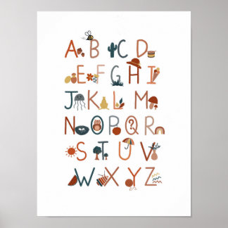 Boho Alphabet Poster, Wandkunst, Klassenposter Poster