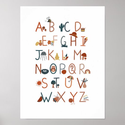 Boho Alphabet Poster, Wandkunst, Klassenposter Poster (Vorne)