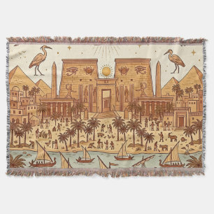 Boho Altägyptische Stadtillustration-Terrakotta Decke