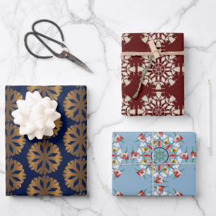 Boho Alte Weihnachten Mandala Schneeflocke Geschenkpapier Set