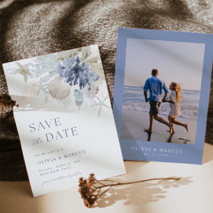 Boho am Strand Dusty Blue Wedding Foto Save The Date