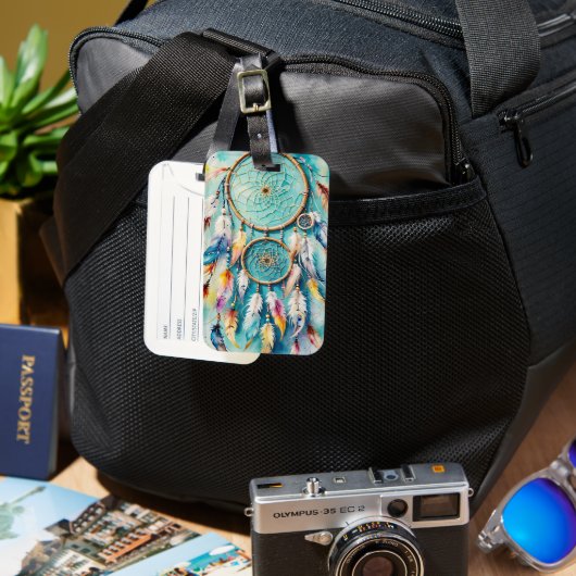 Boho American Indian Traumfänger, Wasserfarbe Gepäckanhänger (Vorderseite & Rückseite)