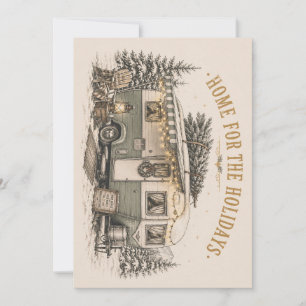 Boho-Americana-Weihnachts-Camper-Flucht Feiertagskarte