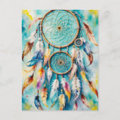 Boho Amerikanische Ureinwohner Dream Catcher, Aqua Postkarte (Vorderseite)