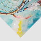 Boho Amerikanische Ureinwohner Dream Catcher, Aqua Seidenpapier (Detail)
