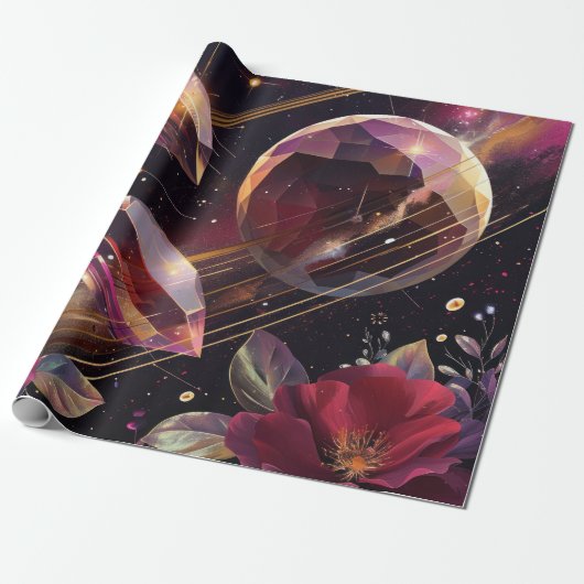 Boho Amethyst Himmelsmystikmuster Geschenkpapier (Ungerollt)