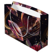 Boho Amethyst Himmelsmystikmuster Große Geschenktüte (Rückseite Schrägansicht)