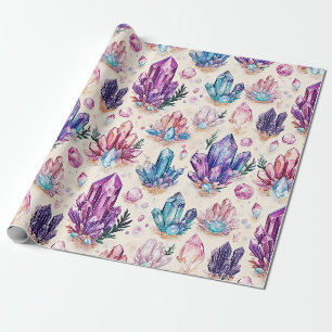 Boho Amethyst & Quarz Edelstein Kristall Zen Geschenkpapier