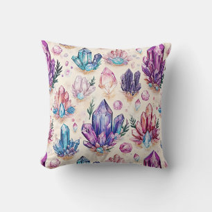 Boho Amethyst & Quarz Kristall Zen Kissen