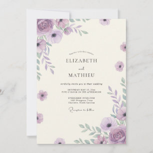 Boho Amethyst Wildflower-Hochzeit Einladung