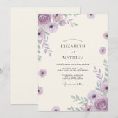 Boho Amethyst Wildflower-Hochzeit Einladung (Vorne/Hinten)
