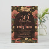 Boho Anemones Aesthetic Happy Birthday Einladung (Stehend Vorderseite)