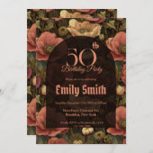 Boho Anemones Aesthetic Happy Birthday Einladung (Vorne/Hinten)