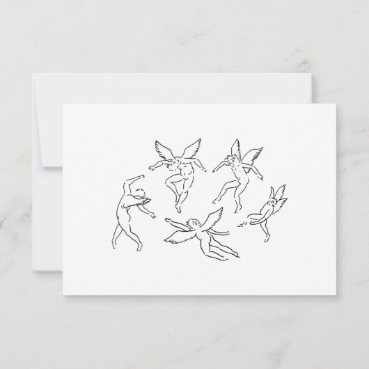 Boho Angel Doodle Hand Drawing Simple Multi Event RSVP Karte (Rückseite)