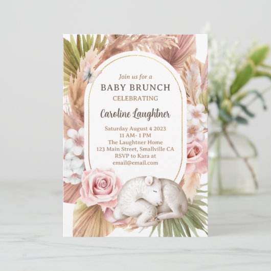 Boho Animal Baby Brunch Einladung (Stehend Vorderseite)