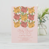 Boho Animal Cat Cheetah Safari Babydusche Einladung (Stehend Vorderseite)
