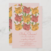 Boho Animal Cat Cheetah Safari Babydusche Einladung (Vorne/Hinten)