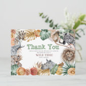 Boho Animal Safari Dankeschön Karte (Stehend Vorderseite)