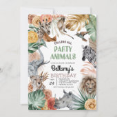 Boho Animal Safari Einladung zum Geburtstag (Vorderseite)