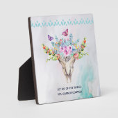 Boho Animal Skull Inspiration Zitat Gelassen gehen Fotoplatte (Vorderseite)