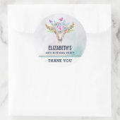 Boho Animal Skull mit Schmetterlingen Geburtstag Runder Aufkleber (Tasche)