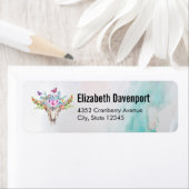 Boho Animal Skull mit Schmetterlingen und Blume (Insitu)