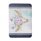 Boho Animal Skull mit Schmetterlingen und Blume Badematte (Vorderseite Vertikal)