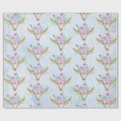 Boho Animal Skull mit Schmetterlingen und Blume Geschenkpapier (Flach)