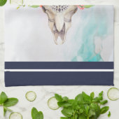 Boho Animal Skull mit Schmetterlingen und Blume Geschirrtuch (Gefaltet)