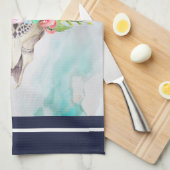 Boho Animal Skull mit Schmetterlingen und Blume Geschirrtuch (Viertel Falte)