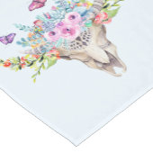 Boho Animal Skull mit Schmetterlingen und Blume Kurzer Tischläufer (Ecke)