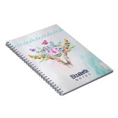 Boho Animal Skull mit Schmetterlingen und Blume Notizblock (Rechte Seite)