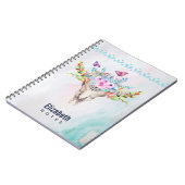 Boho Animal Skull mit Schmetterlingen und Blume Notizblock (Linke Seite)