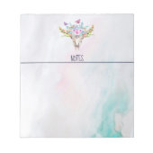 Boho Animal Skull mit Schmetterlingen und Blume Notizblock (Vorderseite)