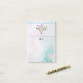 Boho Animal Skull mit Schmetterlingen und Blume Post-it Klebezettel (Auf Schreibtisch)